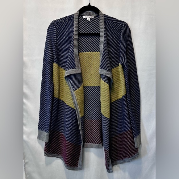 CAbi Color Block Blanket Knit Waterfall Cardigan Size Small - Picture 1 of 5